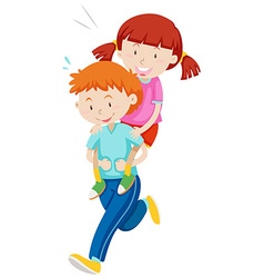 Children Playing Piggy Back Ride