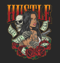 Hustle Latino Girl Colorful Poster