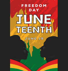 Vertical Banner Juneteenth With Two Silhouette