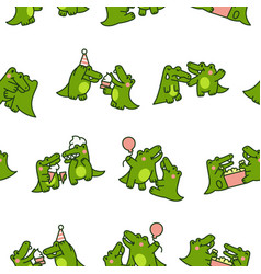 Cute Couple Crocodile Characters Seamless