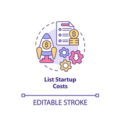 List Startup Costs Concept Icon