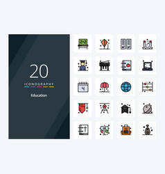 20 Education Line Filled Icon For Presentation