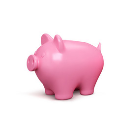 3d Realistic Piggy Bank Pink Pig Isolated