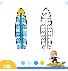 Coloring Book For Kids Surfboard