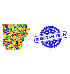 Russian Teen Grunge Badge And Colored Love Mosaic