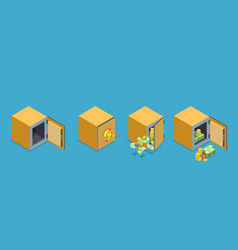 3d Isometric Flat Set Of Bank Vaults