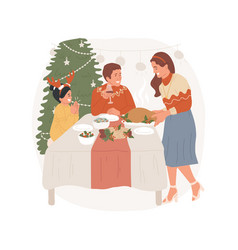 Serving Christmas Meal Isolated Cartoon