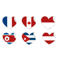 Set Of Heart Shapes With Different Flags