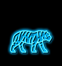 Tiger Animal In Zoo Neon Glow Icon