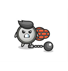 Character Mascot Button Cell As A Prisoner