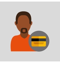 Man African Credit Card Icon Design Graphic