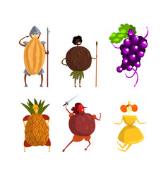 People Character Wearing Fruit And Berries Comic