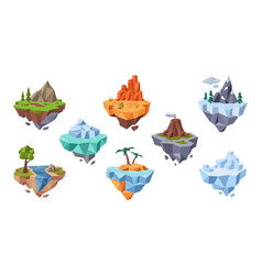 Low Poly Flying Island Floating Landforms With