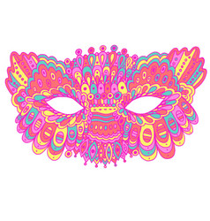 Mardi Gras Fantasy Mask - Outline Isolated Element