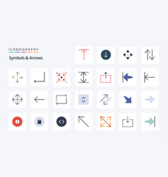 25 Symbols Arrows Flat Color Icon Pack