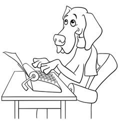 Cartoon Writer Or Poet Dog With Typewriter