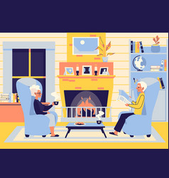 Elderly Couple Enjoying Teatime In Living Room