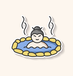 Hot Spring Patch Man Soak In Japanese Onsen