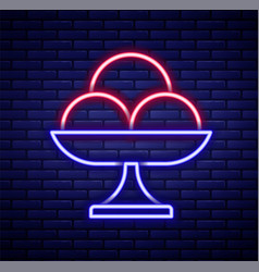 Glowing Neon Line Ice Cream In The Bowl Icon