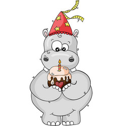 Cute Birthday Hippo Holding A Cake With Candle