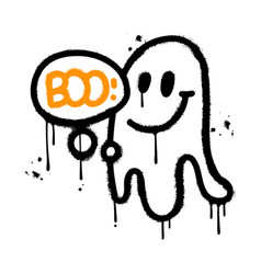 Hand Drawn Ghost With Word - Boo - In Bubble