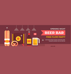 Open Bar Party Horizontal Banner Template Flat