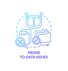 Prone To Data Issues Blue Gradient Concept Icon