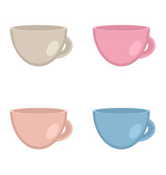 Empty Tea Cups Collection Hand Drawn Dishware