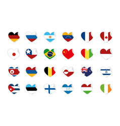 Set Of Heart Shapes With Different Flags