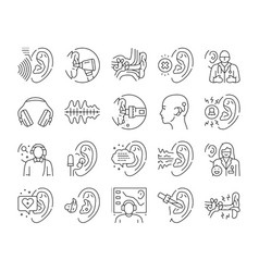 Audiologist Doctor Ear Deaf Icons Set