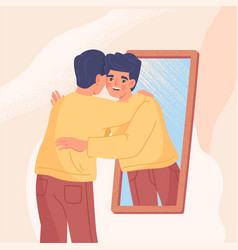 Man Hugging His Reflection