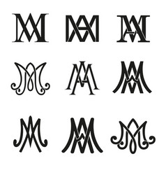 Monogram Ave Maria Symbols Set Religious