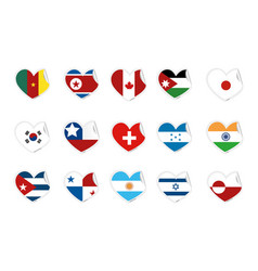 Set Of Heart Shapes With Different Flags