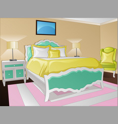 Colorful Cartoon Bedroom Background Scene