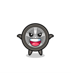 Cute Car Wheel Doing Scare Gesture