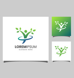 Physiotherapy With People Leaf Logo Design