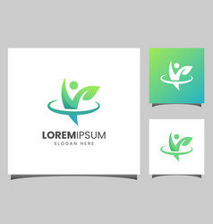 Physiotherapy With People Leaf Logo Design