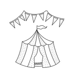 Hand Drawn Set Of Circus Tent In Doodle Sketch