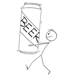 Man Carrying Big Beer Can Cartoon Stick Figure