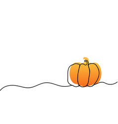 Orange Pumpkin In Line Art Style Banner