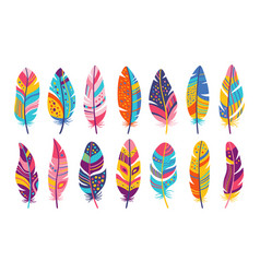 Feather Cartoon Fantasy Set Stylized Art Bird