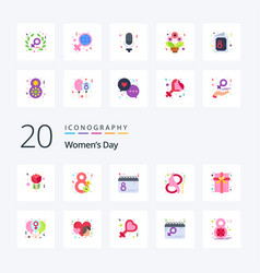 20 Womens Day Flat Color Icon Pack Like Box