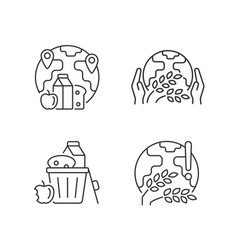 World Hunger Issues Linear Icons Set