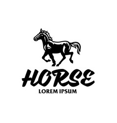 Black And White Horse Running Logo