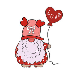 Gnome Valentine Woman With Heart Shaped Balloon