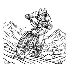 Mountain Biker With A Bike Black