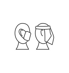 People Wear Masks And Face Shields Icon Design