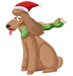 Poodle Dog Wearing Christmas Hat Cartoon Character