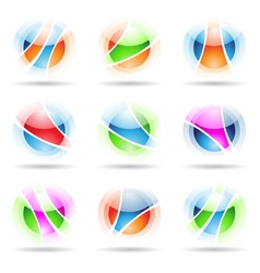 Round Striped Glossy Spheres And Design Elements