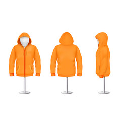 Orange Hoodie With Zipper On Mannequin